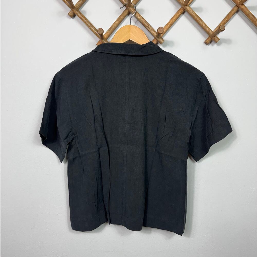 New Madewell Button-Front Resort Shirt in Lusterweave in True Black Size S - Picture 5 of 9